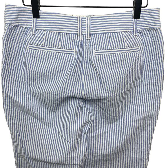 Talbots Perfect Crops Pant - Sunshine Seersucker Blue & White Striped Size 8P - Picture 6 of 11